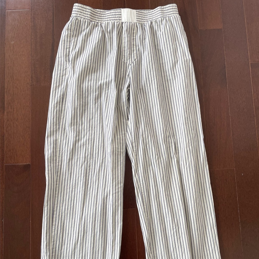 Striped White Linen Boxer Style Pants